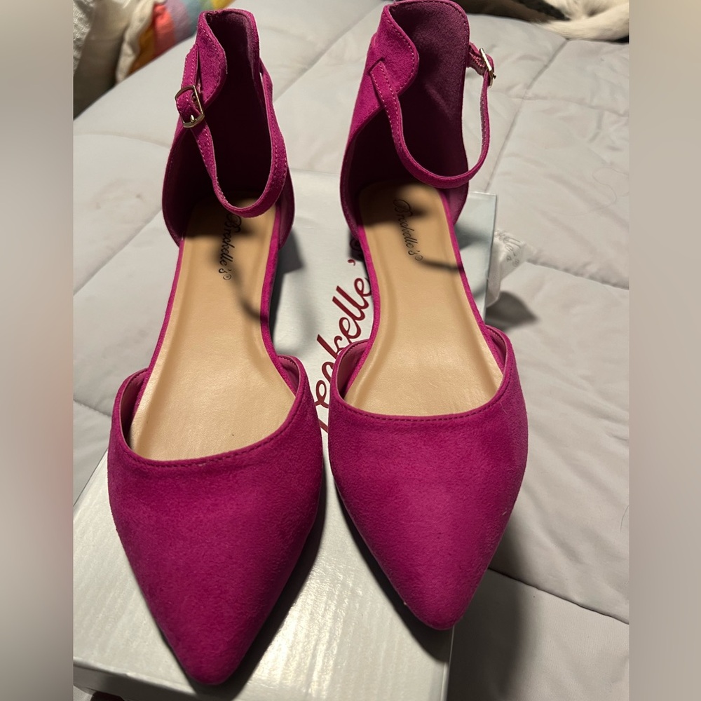 Breckelles Pink Flats with Ankle Strap